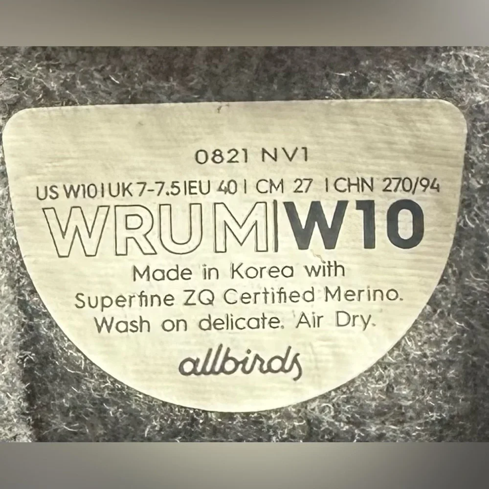 allbirds Women's Wool Runner-Up Mizzles Size 10 EUC
